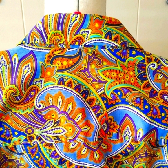 Alan Flusser Long Sleeve Casual Button Down Cotten Shirt Size Large Boho Retro - Picture 5 of 12